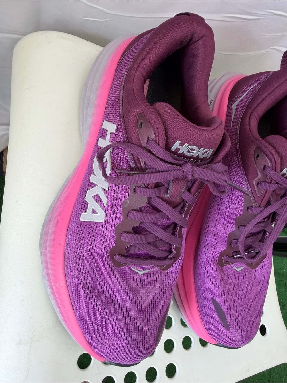 Hoka Women’s Magenta and Deep Plum Running Shoes - Picture 2 of 8